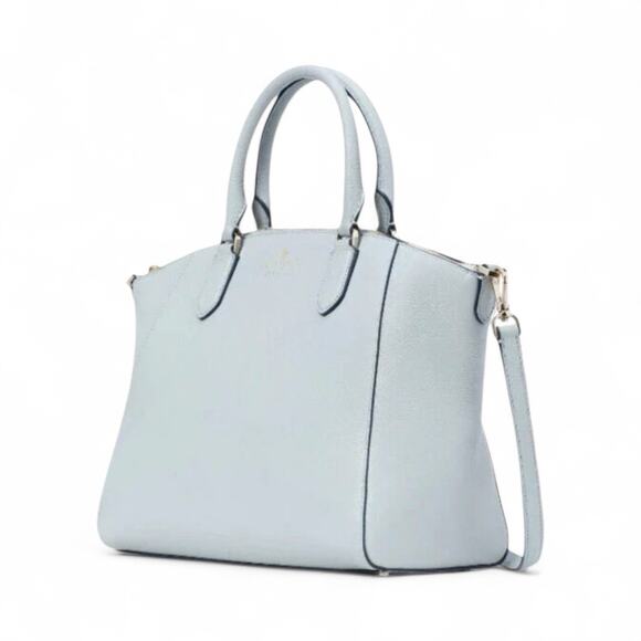 New Kate Spade Parker Pebbled Leather Satchel Frosty Sky Blue - Picture 9 of 16